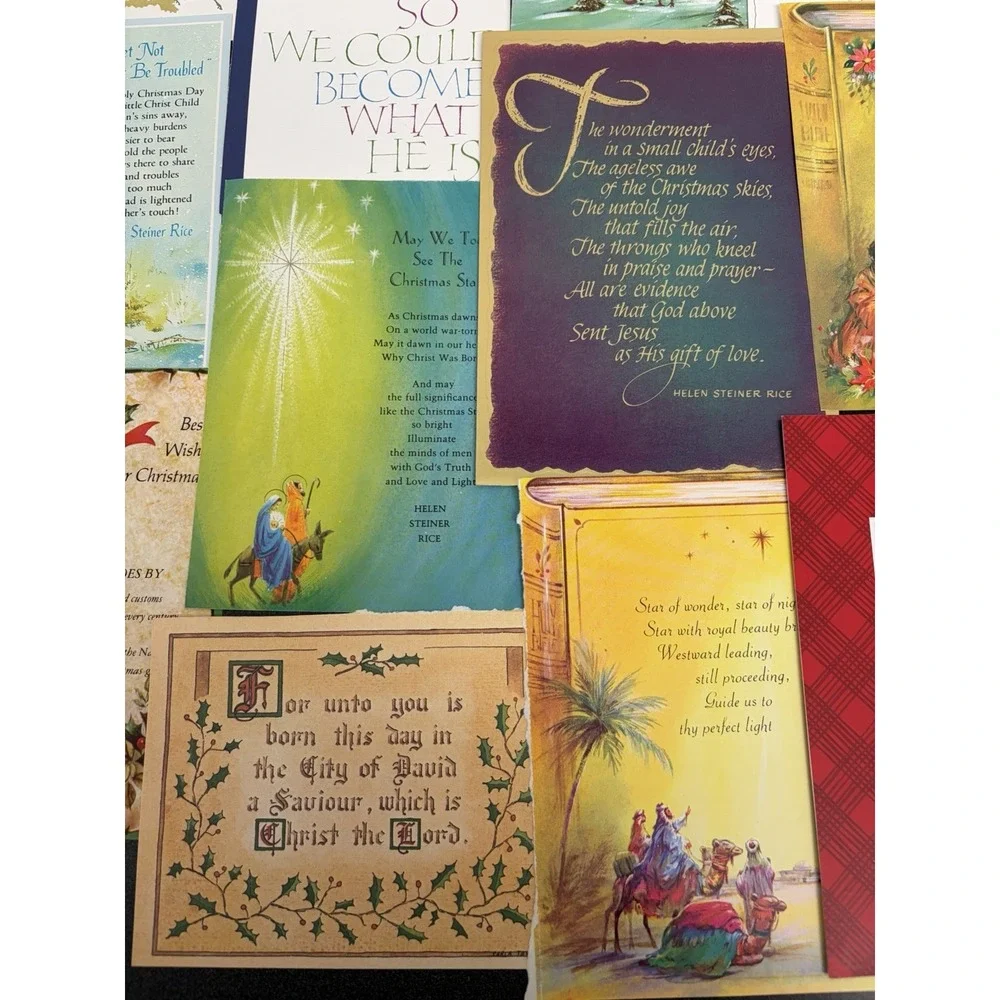 Vintage Christmas Cards Fronts ONLY Bible Verses More Scrapbooking Crafts 50+